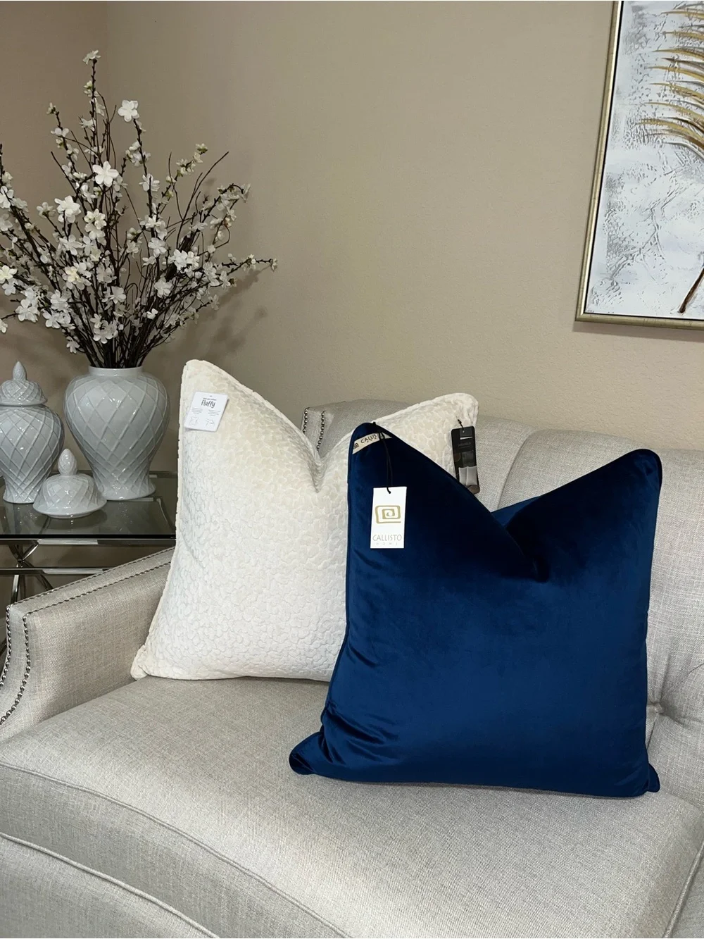 1-NWT CALLISTO HOME LUXURY BLUE VELVET DECORATIVE THROW PILLOW ( T1474F15)